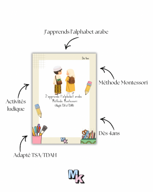 Livret d'apprentissage de l'alphabet arabe adapté TSA/TDAH - Niveau 1
